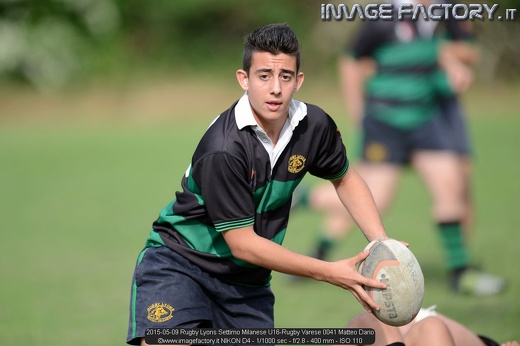2015-05-09 Rugby Lyons Settimo Milanese U16-Rugby Varese 0041 Matteo Dario